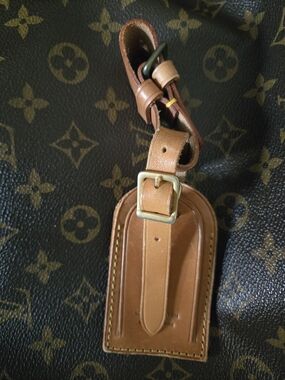 Louis Vuitton Tan Brown Monogram Leather Luggage Tag